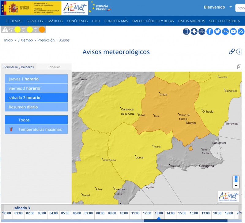 Murcia Today Archived Orange Weather Warning For Degrees