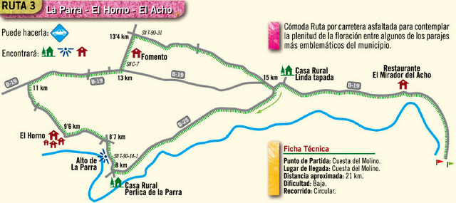 Driving route of Cieza to see La Floración