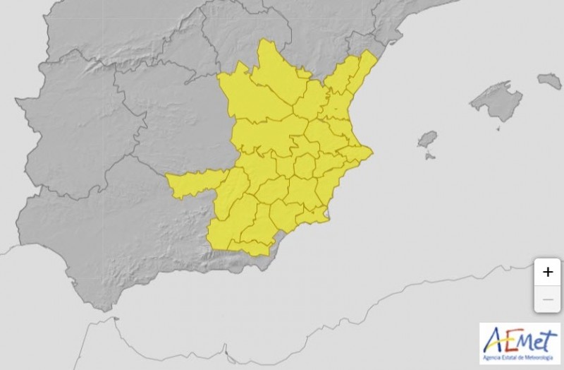 <span style='color:#780948'>ARCHIVED</span> - Yellow warning for storms and rain across Murcia on Thursday
