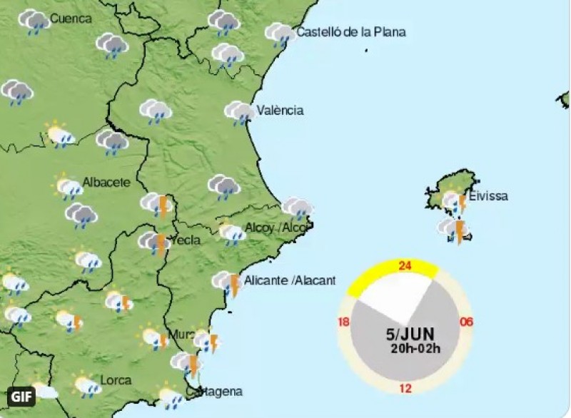 <span style='color:#780948'>ARCHIVED</span> - Wet weekend with storms ahead in Valencia region