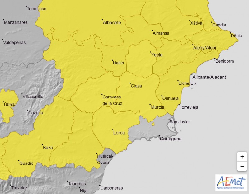 <span style='color:#780948'>ARCHIVED</span> - Murcia Weather: Yellow warning in place for Friday, July 30 but cooler this weekend