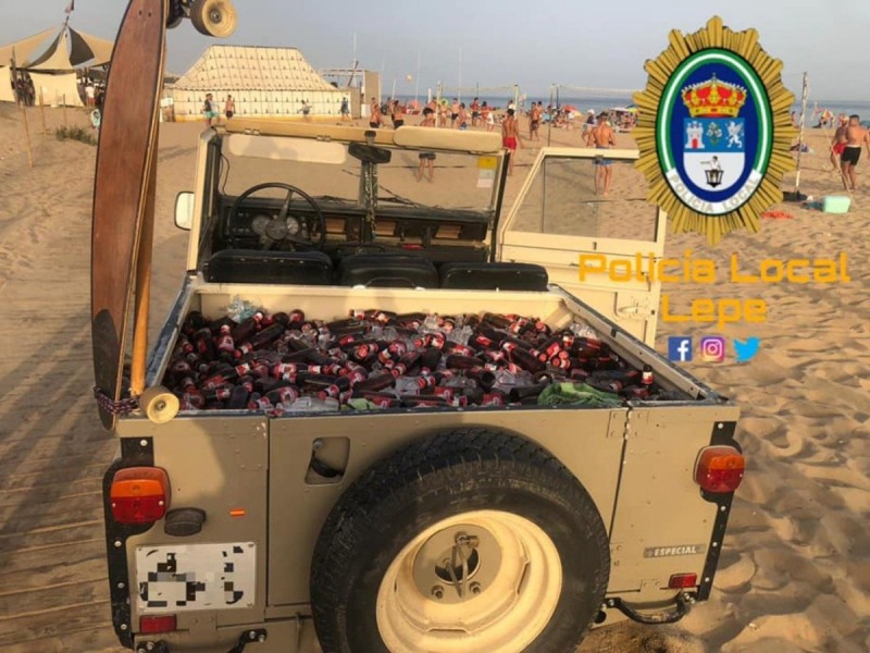 <span style='color:#780948'>ARCHIVED</span> - Man from Lepe caught trying to drive 200 bottles of beer onto beach in his jeep