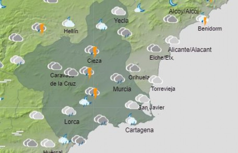 <span style='color:#780948'>ARCHIVED</span> - Heavy rain and storms expected across Murcia this Monday: September 20