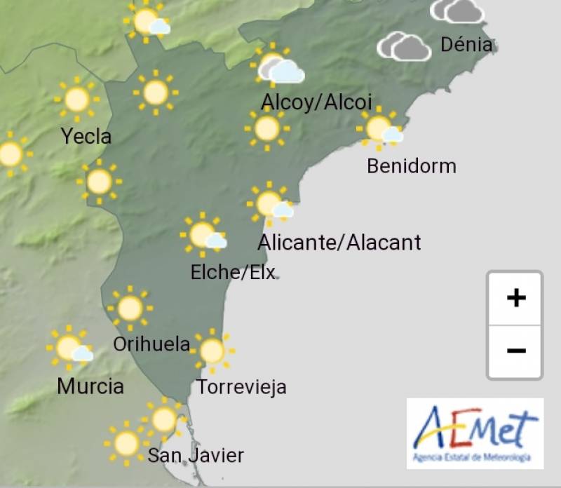 <span style='color:#780948'>ARCHIVED</span> - Warm and sunny weekend with a rise in temperatures: Alicante weather April 21-24