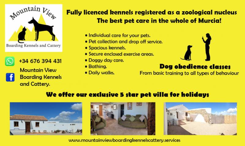 Mountain View Kennels, Dog kennels and cattery, dog training and Exclusive private pet villa rental in Fuente Alamo - Nucleus Zoological Licence Holders ES300210440037