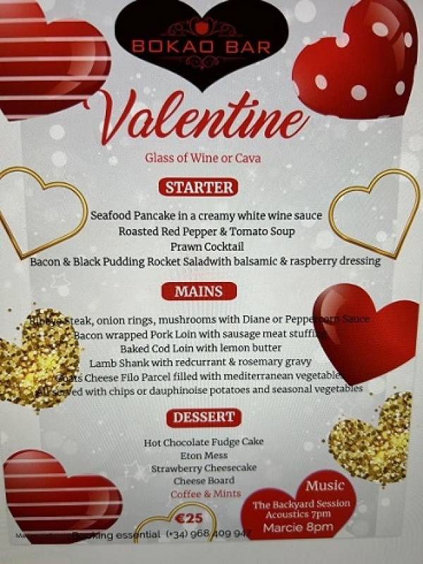 <span style='color:#780948'>ARCHIVED</span> - February 14 Valentines Dinner at the Bokao Bar Condado de Alhama Golf Resort