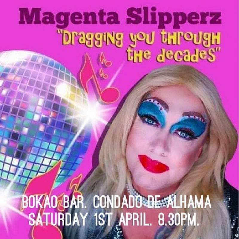 <span style='color:#780948'>ARCHIVED</span> - April 1 Magenta Slipperz appearing at the Bokao Bar, Condado de Alhama Golf Resort