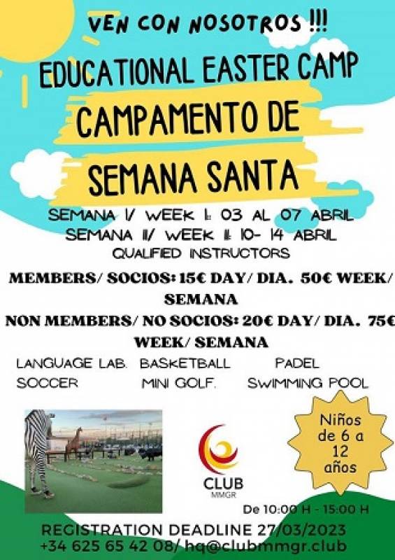 <span style='color:#780948'>ARCHIVED</span> - April 3-7 and April 10-14 Educational Easter Camp at Club MMGR, Mar Menor Golf Resort