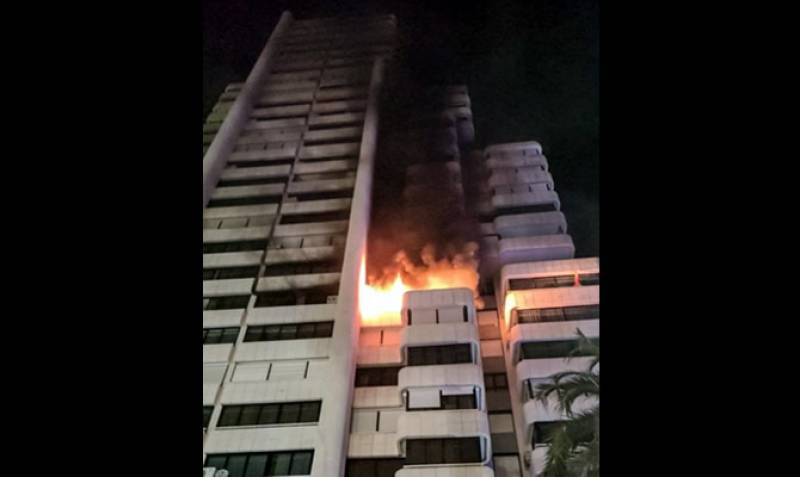 Residents flee to roof of high-rise block of flats after huge fire erupts in Benidorm