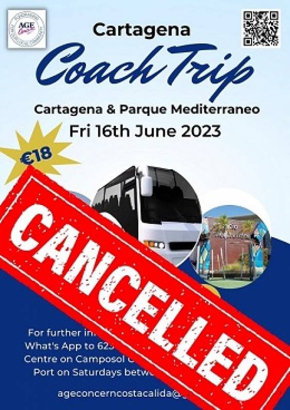 June 16 CANCELLED Age Concern Coach trip to Cartagena and Parque Mediterraneo
