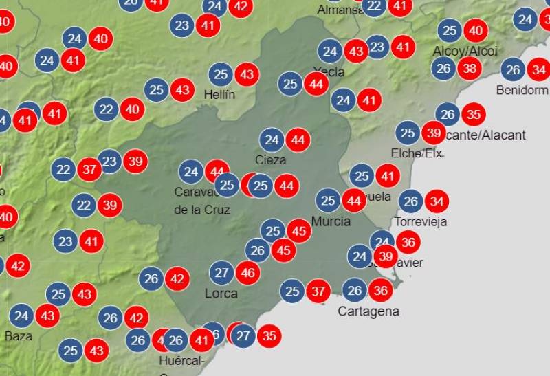 Murcia could reach 46 degrees this week: Weather forecast July 10-16