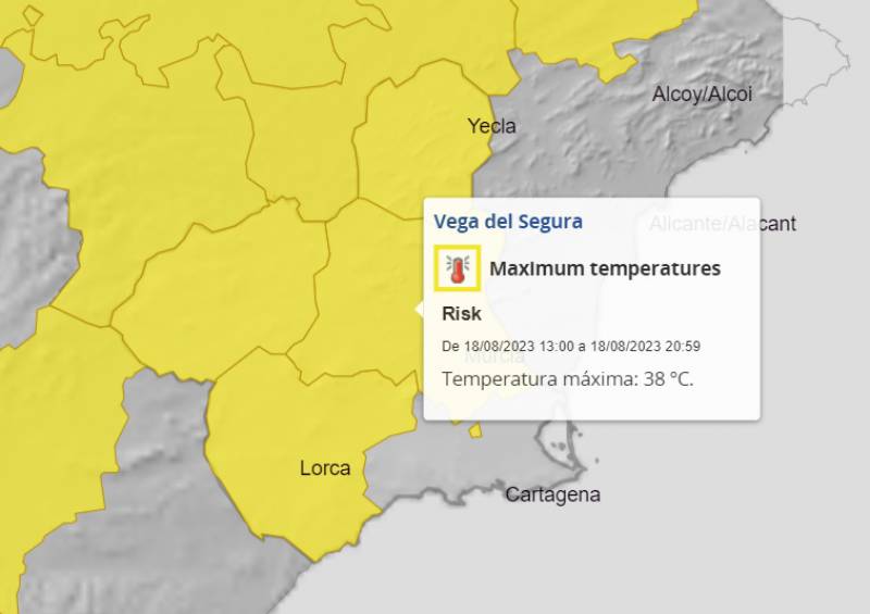 Murcia on alert for high temps again: Weekend weather forecast August 17-20
