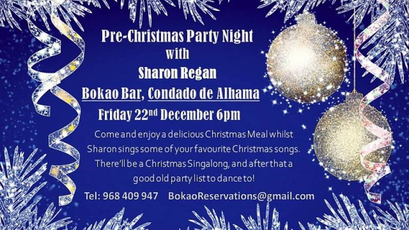 December 22 Pre-Christmas Party Night with Sharon Regan at the Bokao Bar, Condado de Alhama Golf Resort