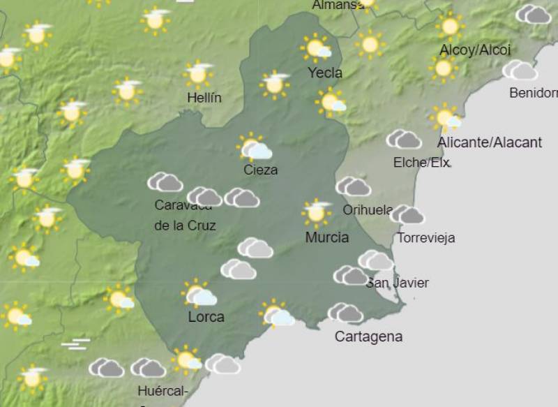Murcia weather forecast October 9-15: Dry spell continues but cloudier as the week goes on