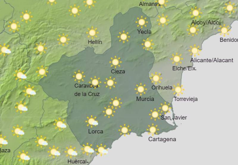 Murcia weekend weather forecast November 23-26: Glorious sunshine