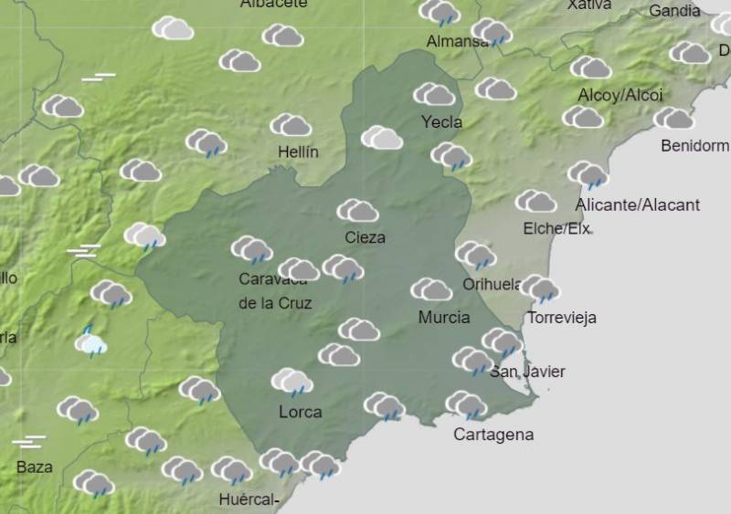 Murcia weekend weather forecast December 7-10: Strong winds and thunderstorms but not for long