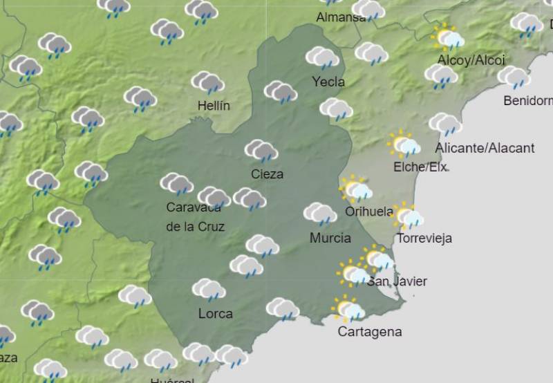 Murcia weekly weather forecast February 5-11: Rain, but not enough