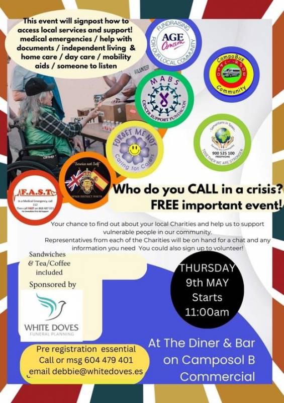 May 9 Charity information and recruitment day at Camposol Sector B Commercial Centre