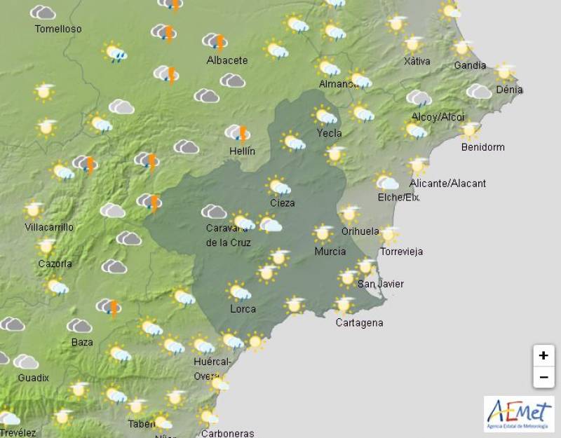 Showers and thunderstorms are back: Murcia weather forecast Aug 29-Sept 1