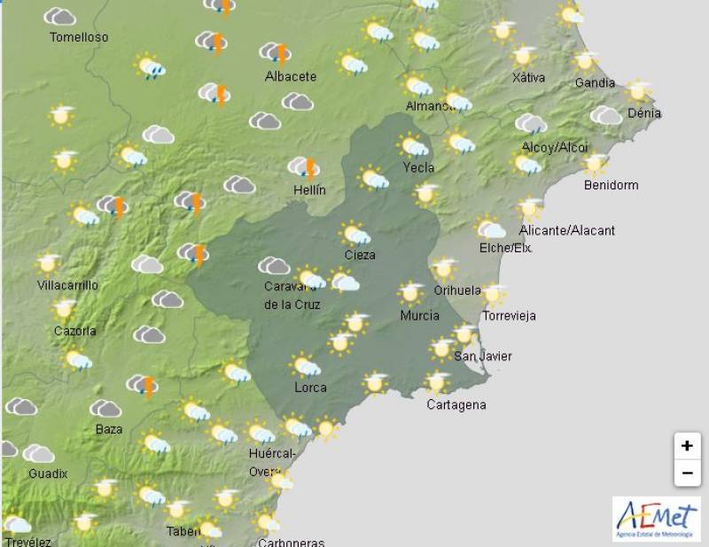 Showers and thunderstorms are back: Murcia weather forecast Aug 29-Sept 1