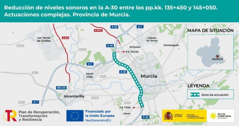 Ministry invest 18.5 million to reduce noise of A-30 as it passes through Murcia