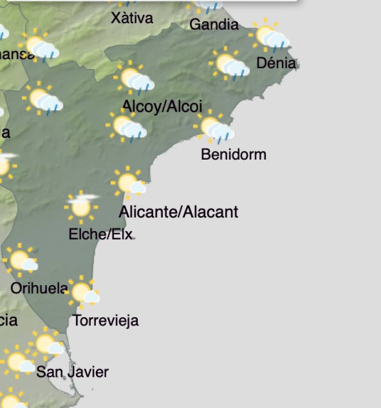 Alicante weather forecast October 28-31: Sunshine prevails midweek after cloudy skies and thunderstorms