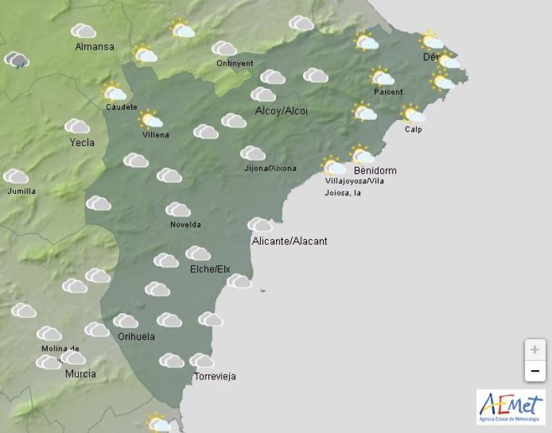 Sunny spells give way to overcast skies: Alicante weather forecast Jan 23-26