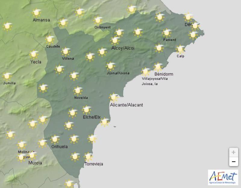 Overcast but mild: Alicante weather forecast February 24-27