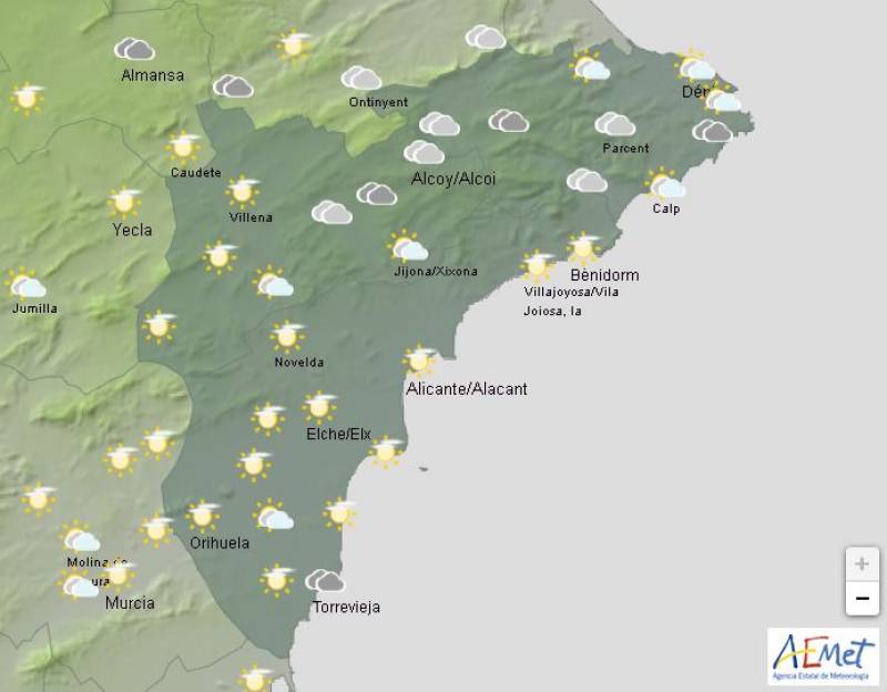 Overcast but mild: Alicante weather forecast February 24-27