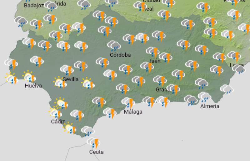 Andalucía weekly weather forecast March 10-13: Persistent rain and strong winds expected