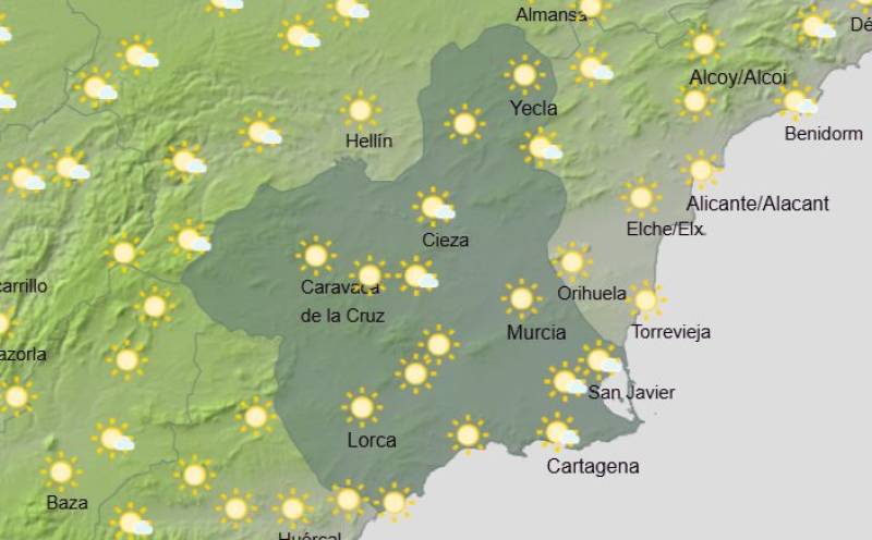 Murcia basks in 19-degree weather: Weather forecast January 12-15