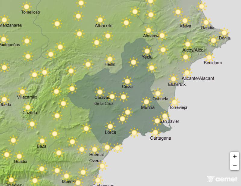 Temperatures in the 30s and sunny skies: Murcia weekend weather May 21-24