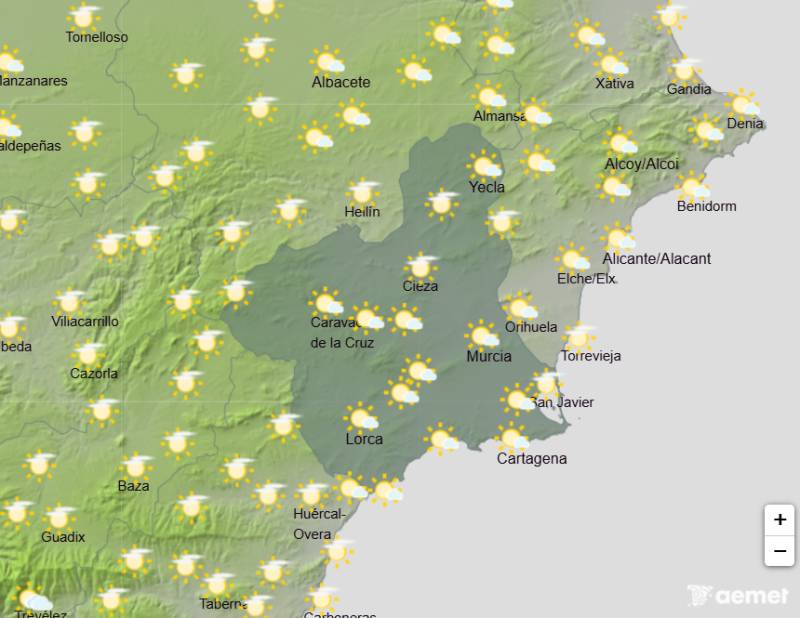 Temperatures in the 30s and sunny skies: Murcia weekend weather May 21-24