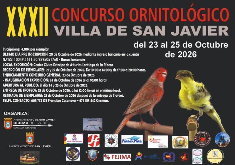 October 24 and 25 Visit the Villa de San Javier ornithology contest! 