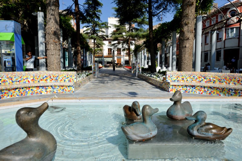 The Jardín de los Patos public square in Alhama de Murcia