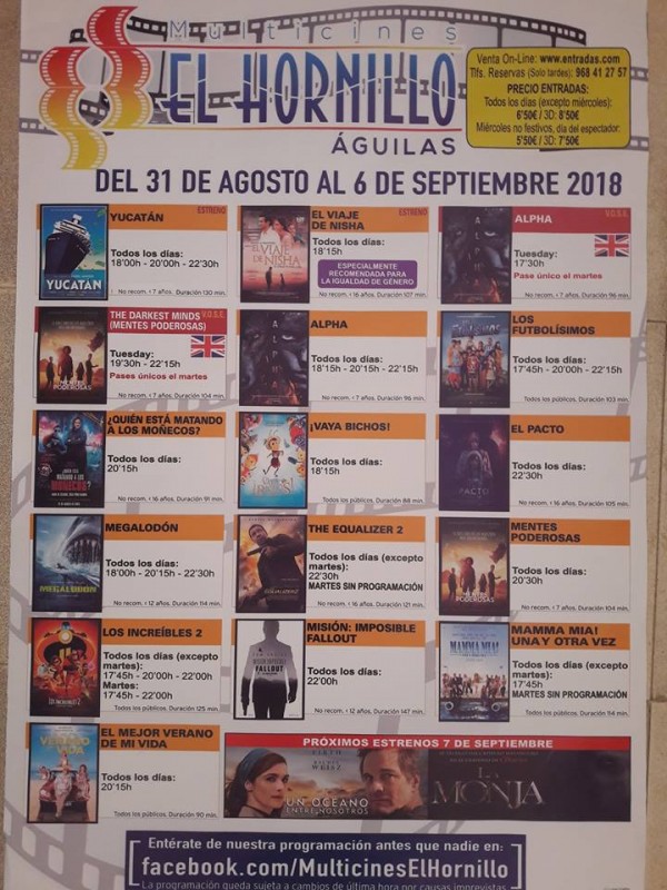 Murcia Today Archived 4th September English Language Cinema At Multicines Hornillo In Águilas 7491