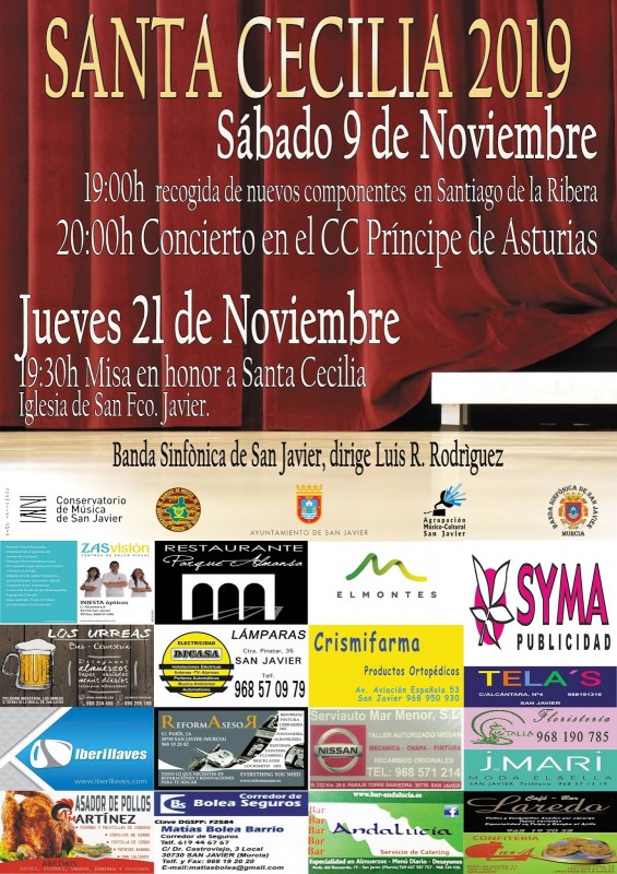 <span style='color:#780948'>ARCHIVED</span> - Saturday 9th November Free concert in Santiago de la Ribera in honour of Saint Cecilia
