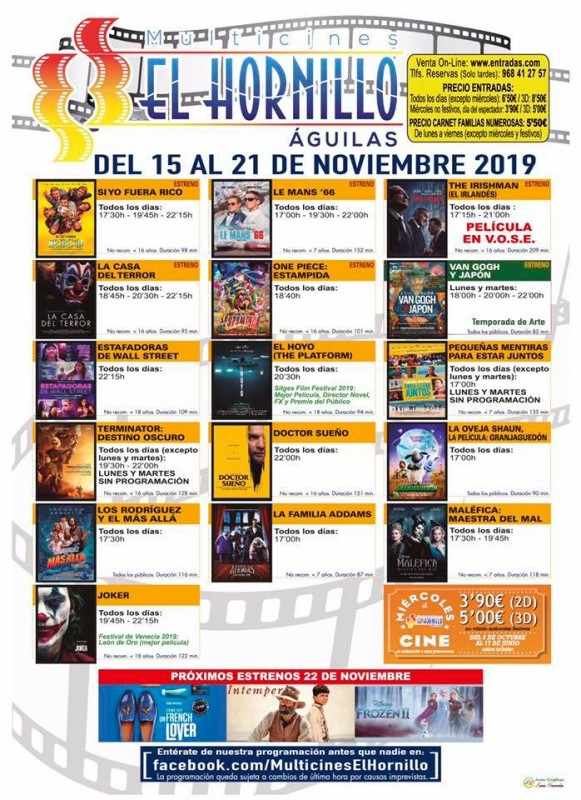 <span style='color:#780948'>ARCHIVED</span> - Tuesday 19th November ENGLISH language cinema in Águilas