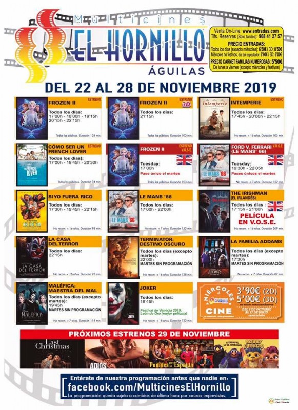 <span style='color:#780948'>ARCHIVED</span> - ENGLISH language cinema in Águilas 22nd to 28th November