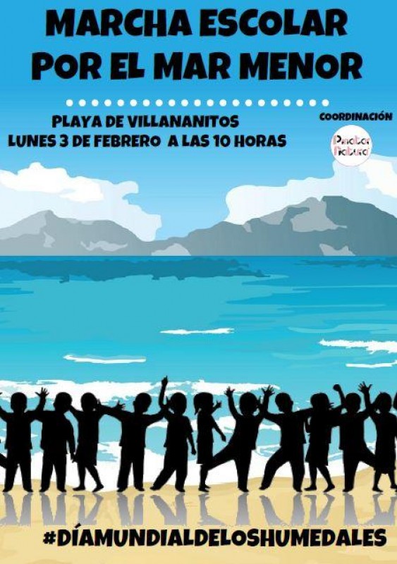 400 schoolchildren walk to the Mar Menor to mark World Wetlands Day