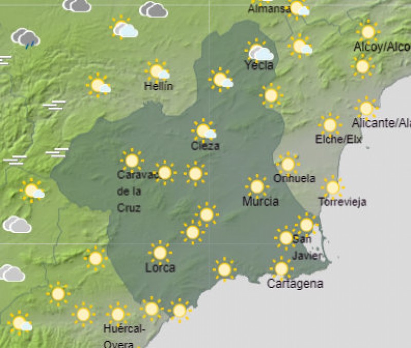 <span style='color:#780948'>ARCHIVED</span> - Temperatures up to 25 degrees in Murcia next week!