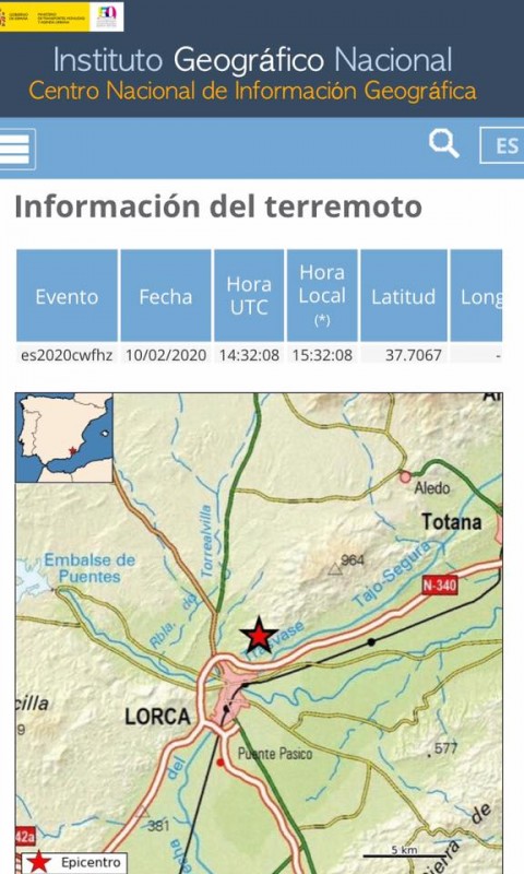 <span style='color:#780948'>ARCHIVED</span> - Minor earth tremor in Lorca on Monday afternoon