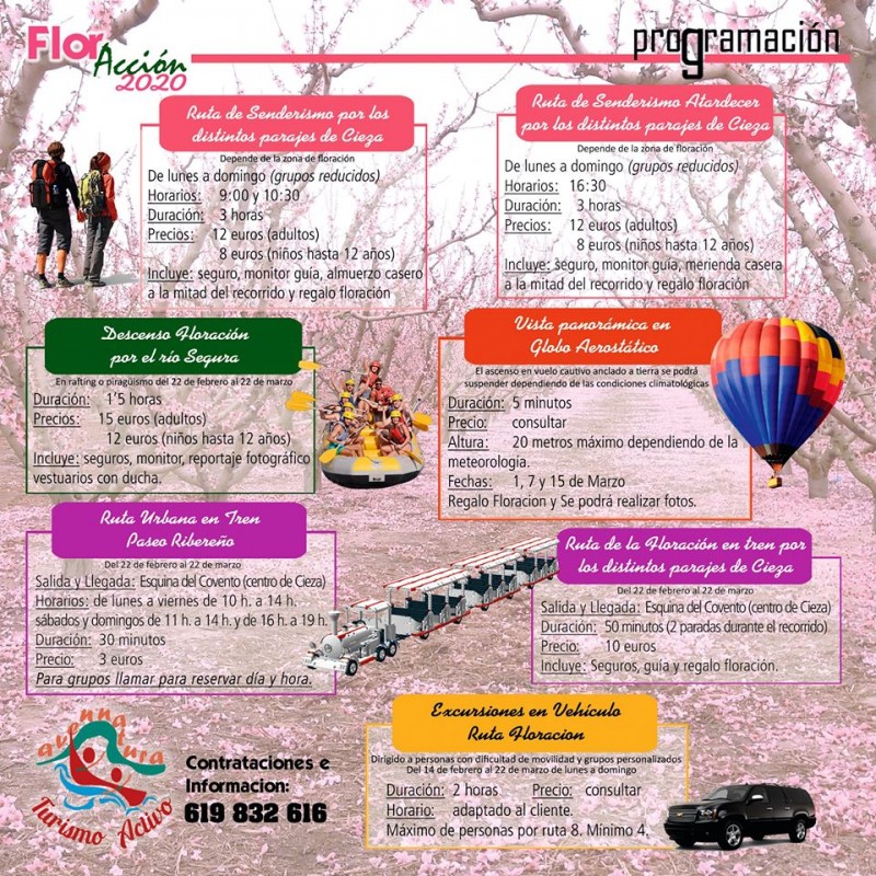 <span style='color:#780948'>ARCHIVED</span> - Guided walks, rafting, train tours and other activities in Cieza for La Floración 2020