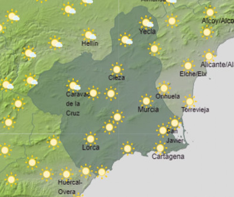 <span style='color:#780948'>ARCHIVED</span> - Up to 26 degrees in Murcia on Monday before the cold returns on Tuesday