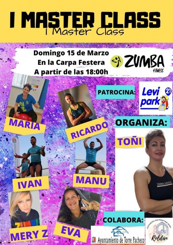 <span style='color:#780948'>ARCHIVED</span> - Sunday 15th March Free Zumba Masterclass Roldán Fiestas, Torre Pacheco