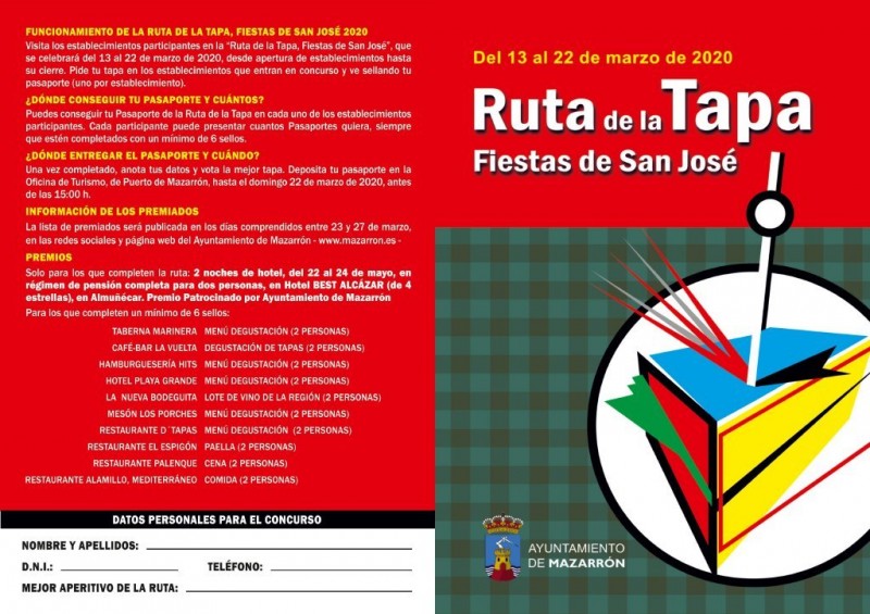 <span style='color:#780948'>ARCHIVED</span> - 13th to 22nd March Tapas Route Puerto de Mazarrón