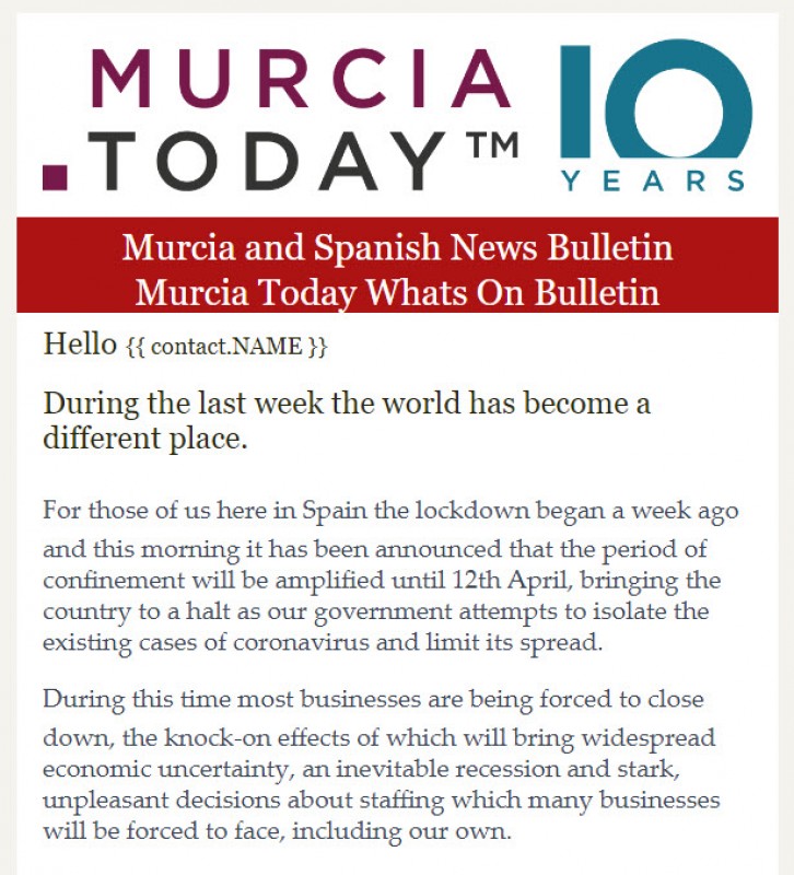 <span style='color:#780948'>ARCHIVED</span> - The last FREE Murcia today Weekly Bulletin