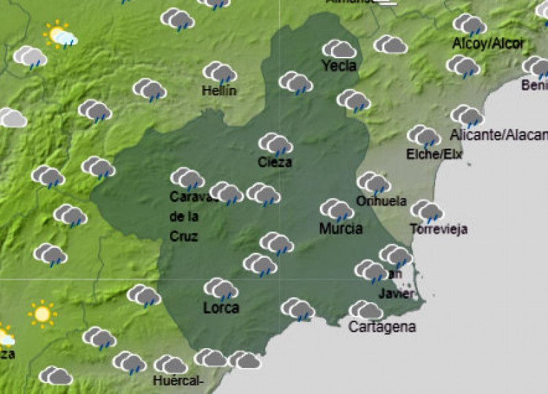 <span style='color:#780948'>ARCHIVED</span> - Heavy rain and possible hailstorms in Murcia on Tuesday and Wednesday