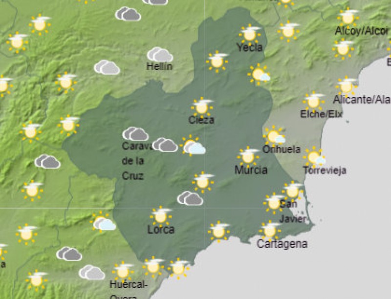 <span style='color:#780948'>ARCHIVED</span> - Cloudy intervals but an improvement in the Murcia weather is forecast at last!