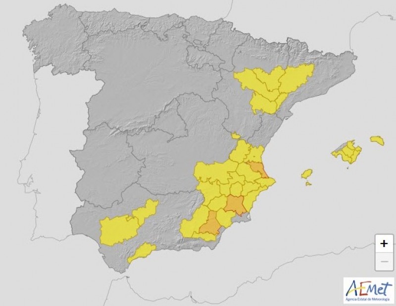 <span style='color:#780948'>ARCHIVED</span> - Orange and yellow heat alerts Costa Blanca and Murcia Region for 1st July